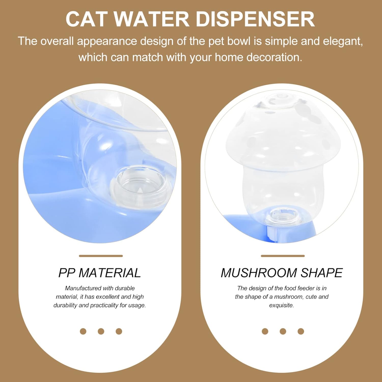 POPETPOP Dispensador automático de gravedad para mascotas, alimentador de agua para perros y gatos, forma de hongo, recipiente para platos de