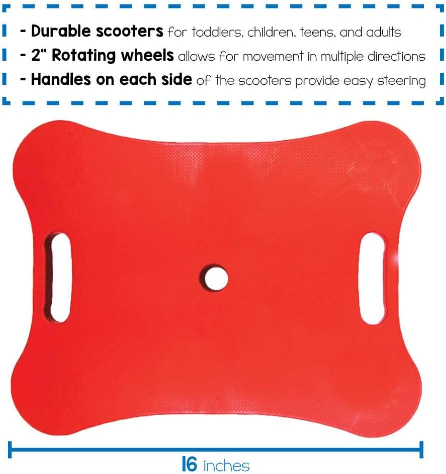 hand2mind – Patinete azul para interiores con asas de seguridad para niños de 6 a 12 años, patinete de plástico con rodillos, educación física para