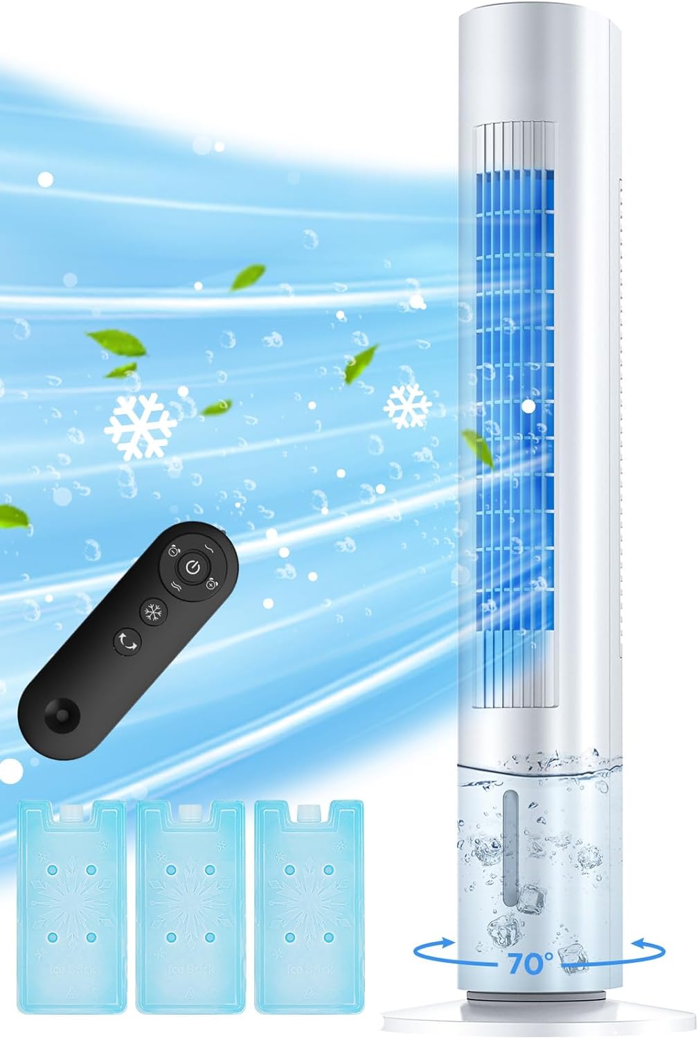 BALKO Enfriador de aire evaporativo de 35 pulgadas, aire acondicionado de pantano mejorado 2024 con modo de enfriamiento, 3 velocidades,