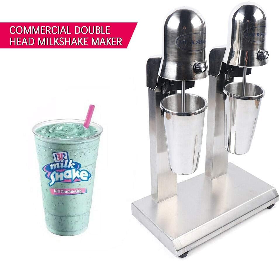 Máquina de batido de doble cabezal de acero inoxidable, mezclador de bebidas de 110 V, 60 Hz, máquina de helados, exprimidores de batidos para