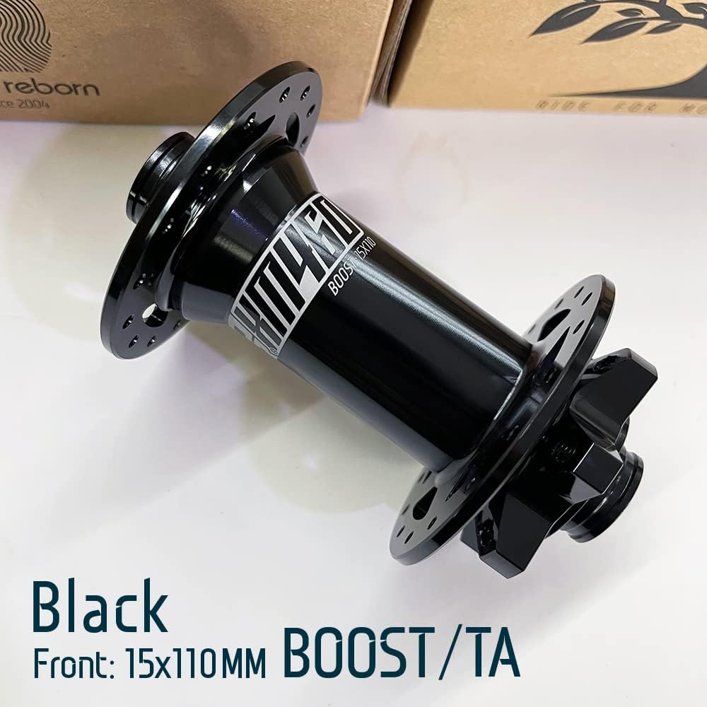 Boost MTB Buje Delantero, 28 Agujeros 28H 6 Pawls 72HD Freno de Disco 30 Acero Cromo Molibdeno Negro, Eje Pasante 0.591×4.331 in, para KOOZER XM460