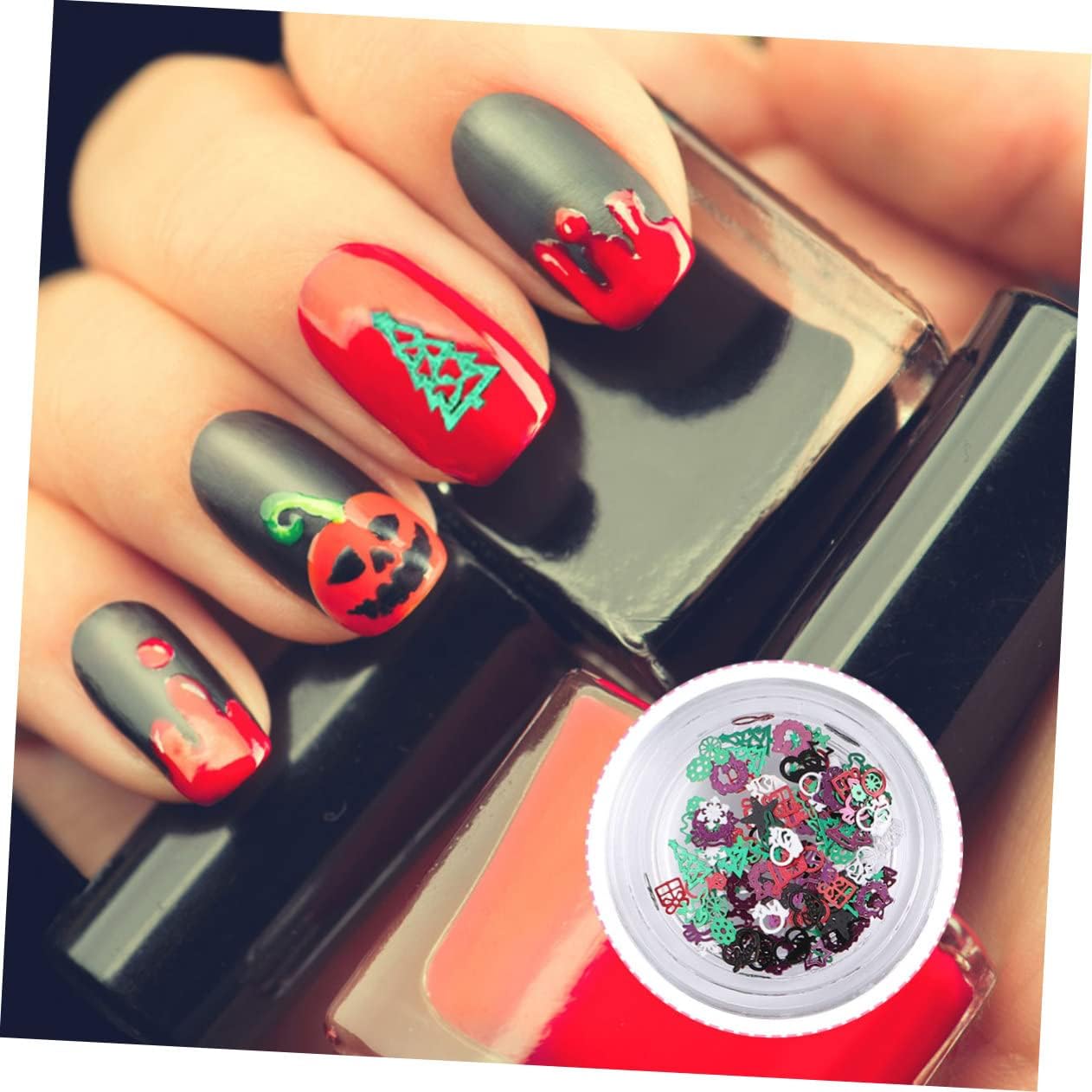 NOLITOY 4 piezas de lentejuelas de uñas de Navidad Paillette Holiday Nail Art Nail Art Essential Lentejuelas Consejos de manicura Decoración