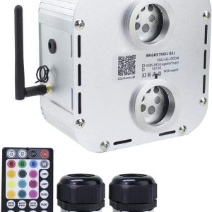 Controlador de motor, fuente de luz AMKI para kit de luz de techo LED RGB de fibra óptica (32 W-APP (doble cabezal parpadeante)) Controlador de motor, fuente de luz AMKI para kit de luz de techo LED RGB de fibra óptica (32 W-APP (doble cabezal parpadeante))