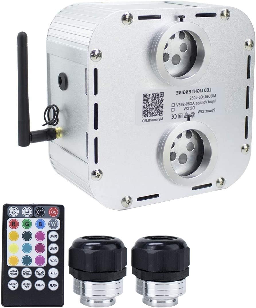 Controlador de motor, fuente de luz AMKI para kit de luz de techo LED RGB de fibra óptica (32 W-APP (doble cabezal parpadeante))