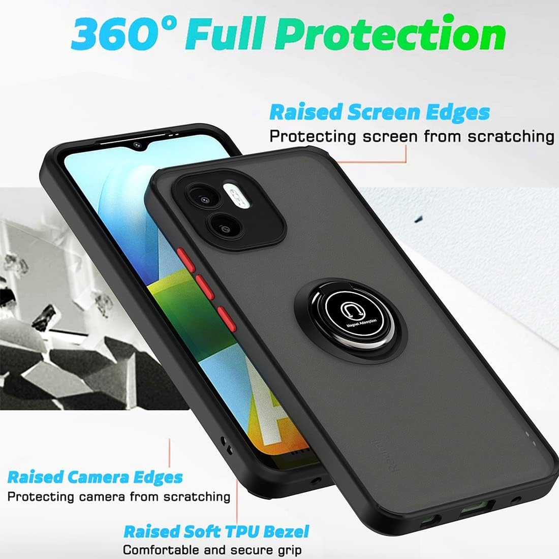 QUIETIP Funda compatible con Huawei Nova Y61, TPU + policarbonato duro a prueba de golpes, anillo magnético para montaje en coche, cubierta de