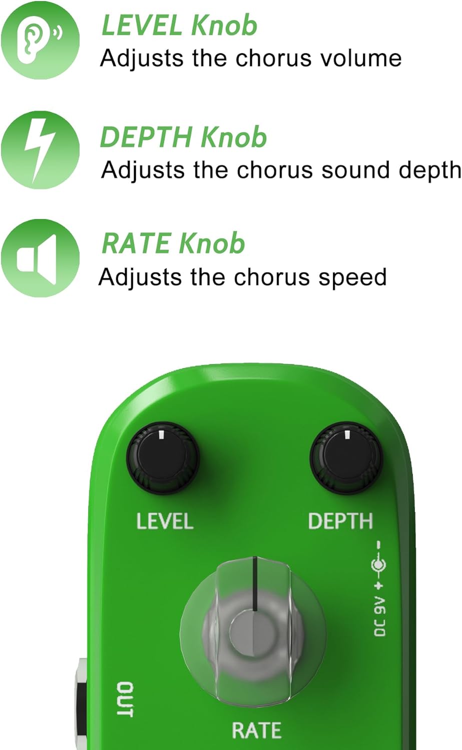 AZOR AP-309 – Pedal de coro, pedal de efectos de guitarra analógico puro con True Bypass