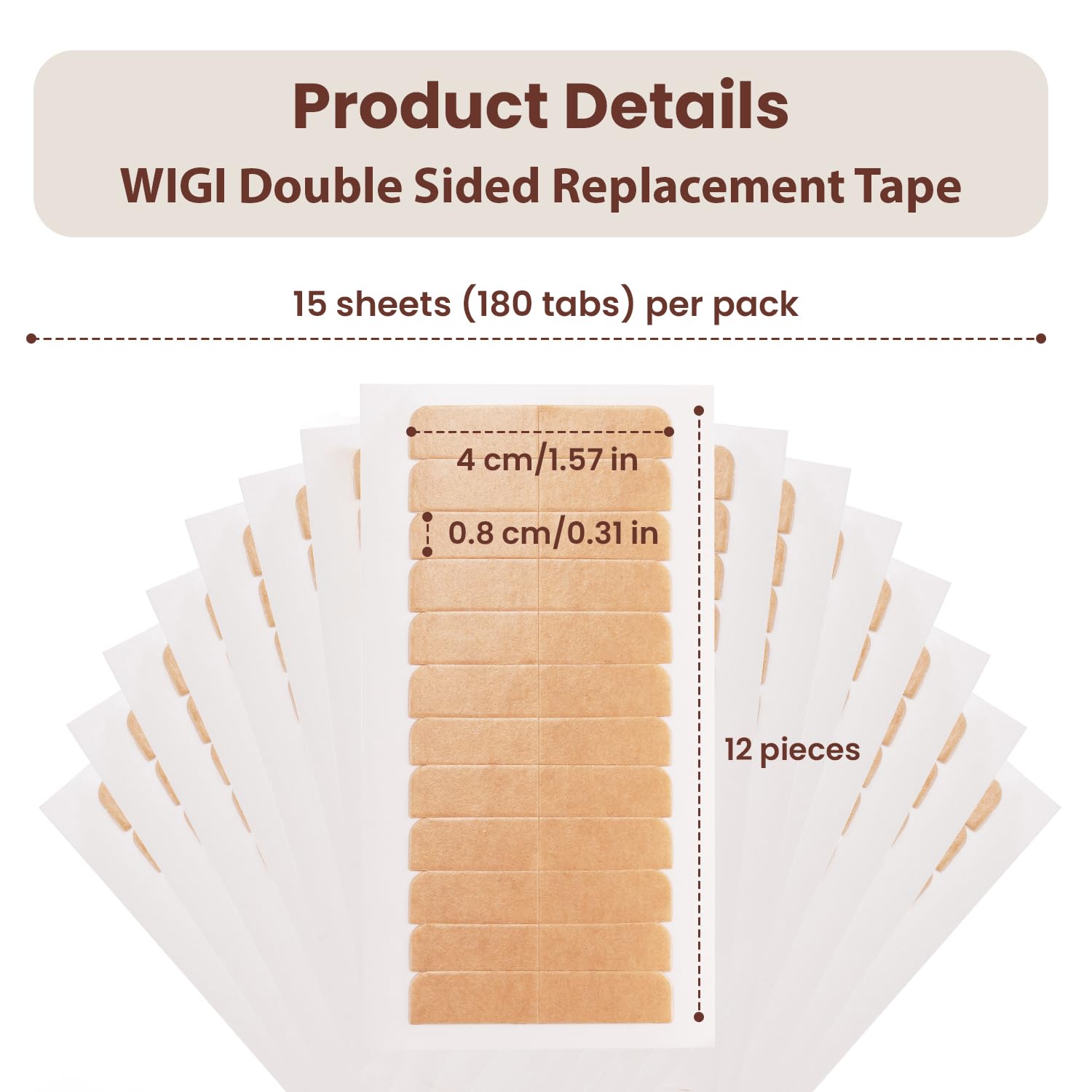 WIGI – 180 piezas de cinta de doble cara de alta calidad para extensiones de cabello, extensiones de cabello, cinta de repuesto para extensiones de