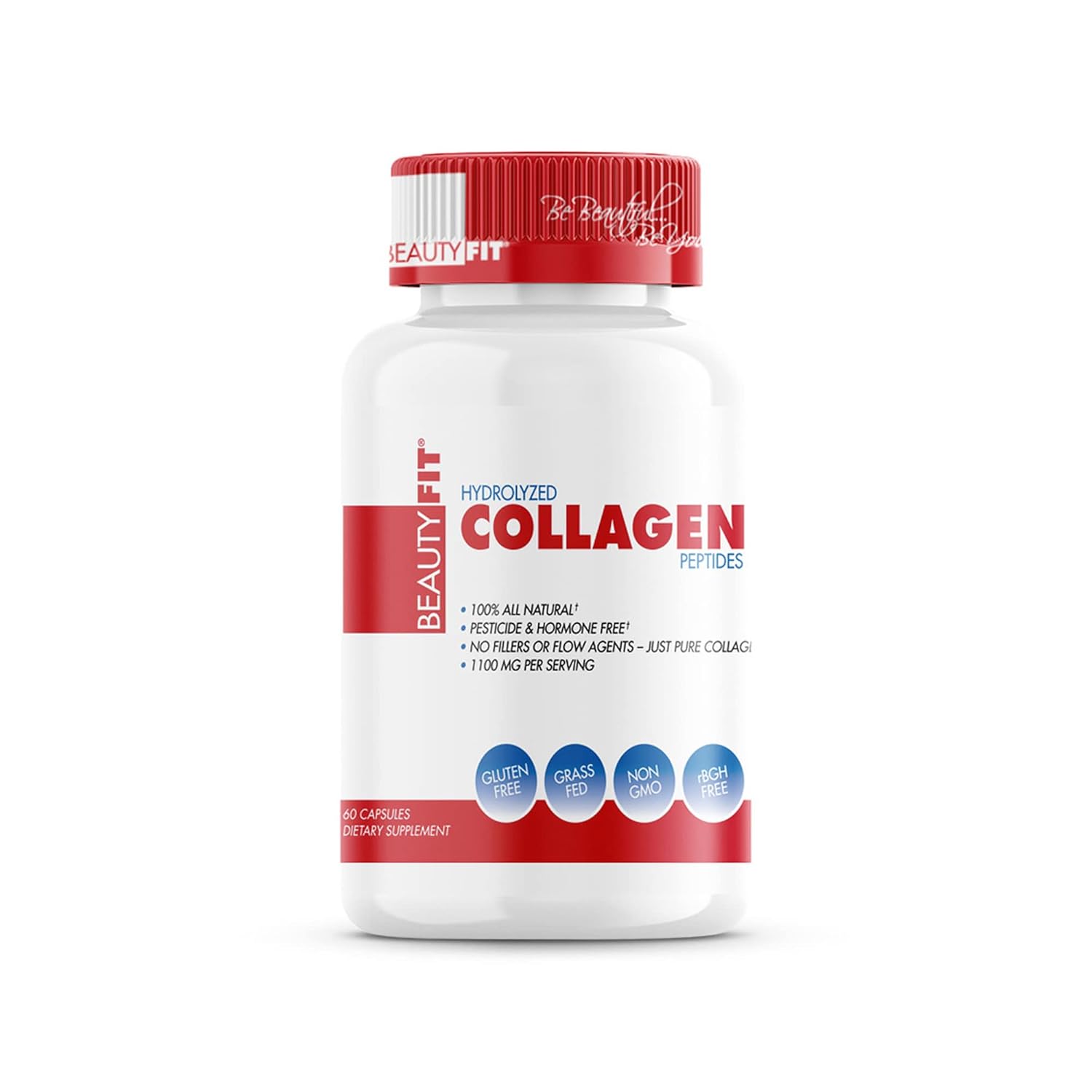 BeautyFit BeautyCollagen – Péptidos de colágeno hidrolizados, fuente natural de colágeno puro, procedente de bovino brasileño criado en pastos,