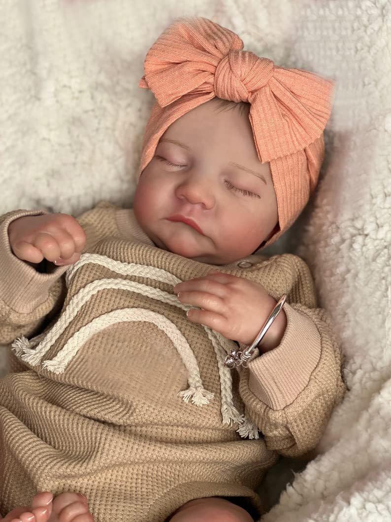 Muñecas de bebé Reborn realistas de 19 pulgadas, linda muñeca de bebé recién nacida durmiendo, niña realista, de silicona suave, muñecas de bebés de