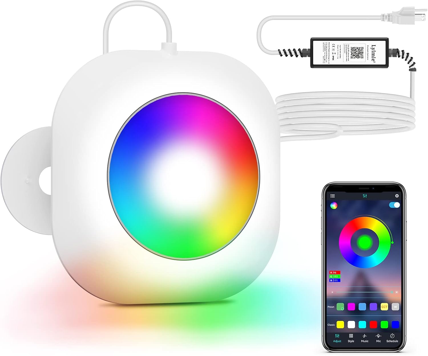 LyLmLe Luces LED de piscina de 20 W, luces subacuáticas inteligentes de 12 V con control de aplicación, cronograma de temporizador, luces magnéticas
