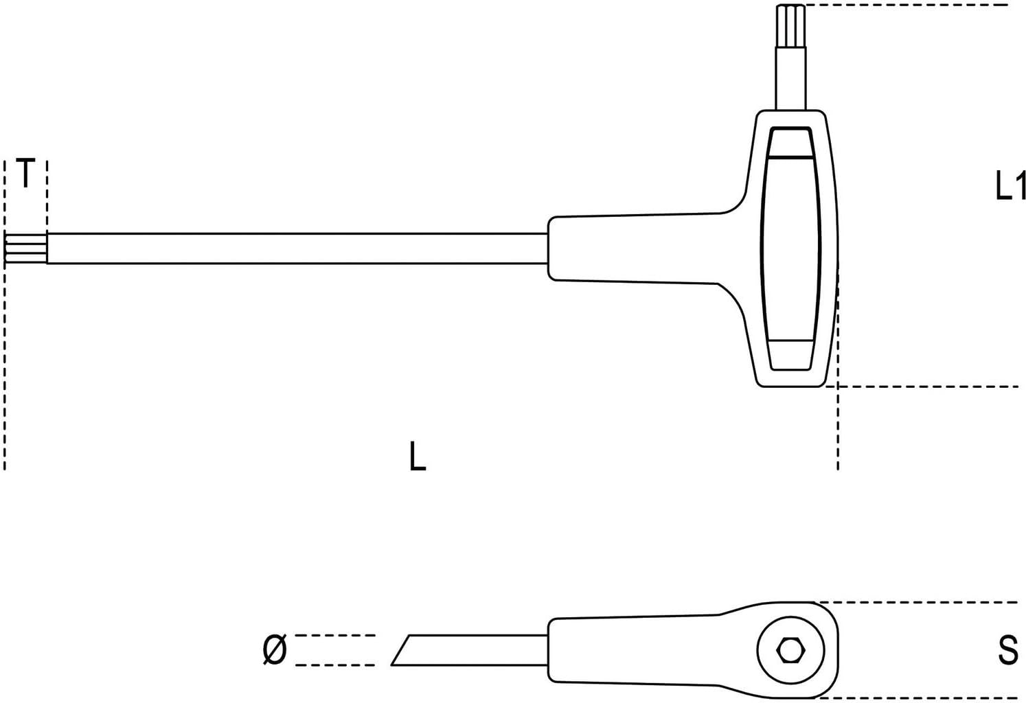 Beta Llave hexagonal con mango en T de alto par 96T de 0.138 in