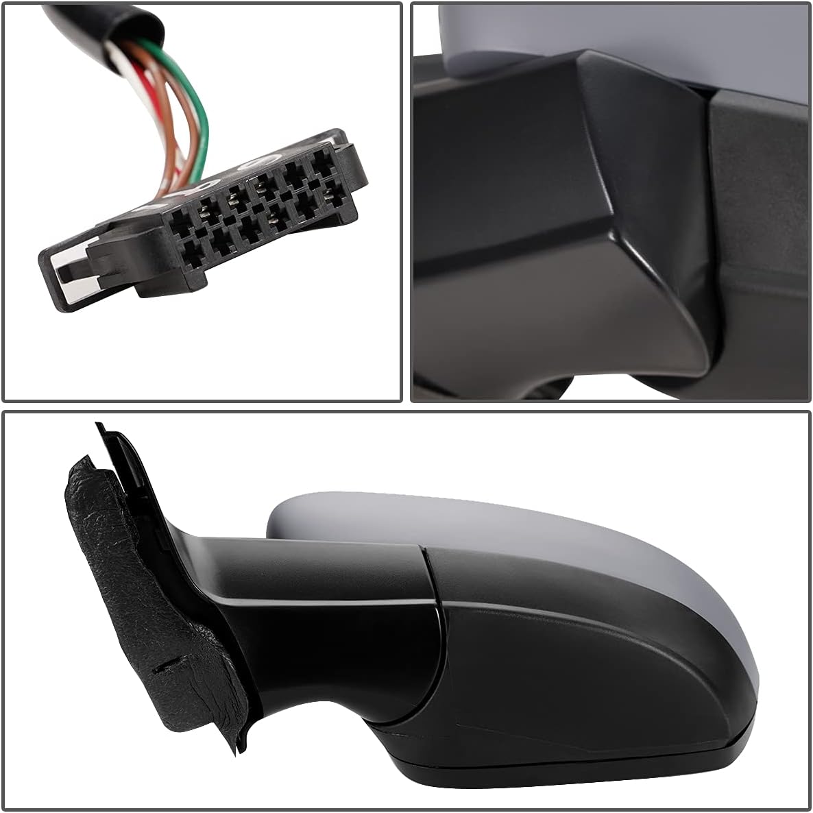 DNA Motoring OEM-MR-VW1320160 Espejo retrovisor plegable con ajuste de potencia del lado del conductor gris con vidrio calentado compatible con