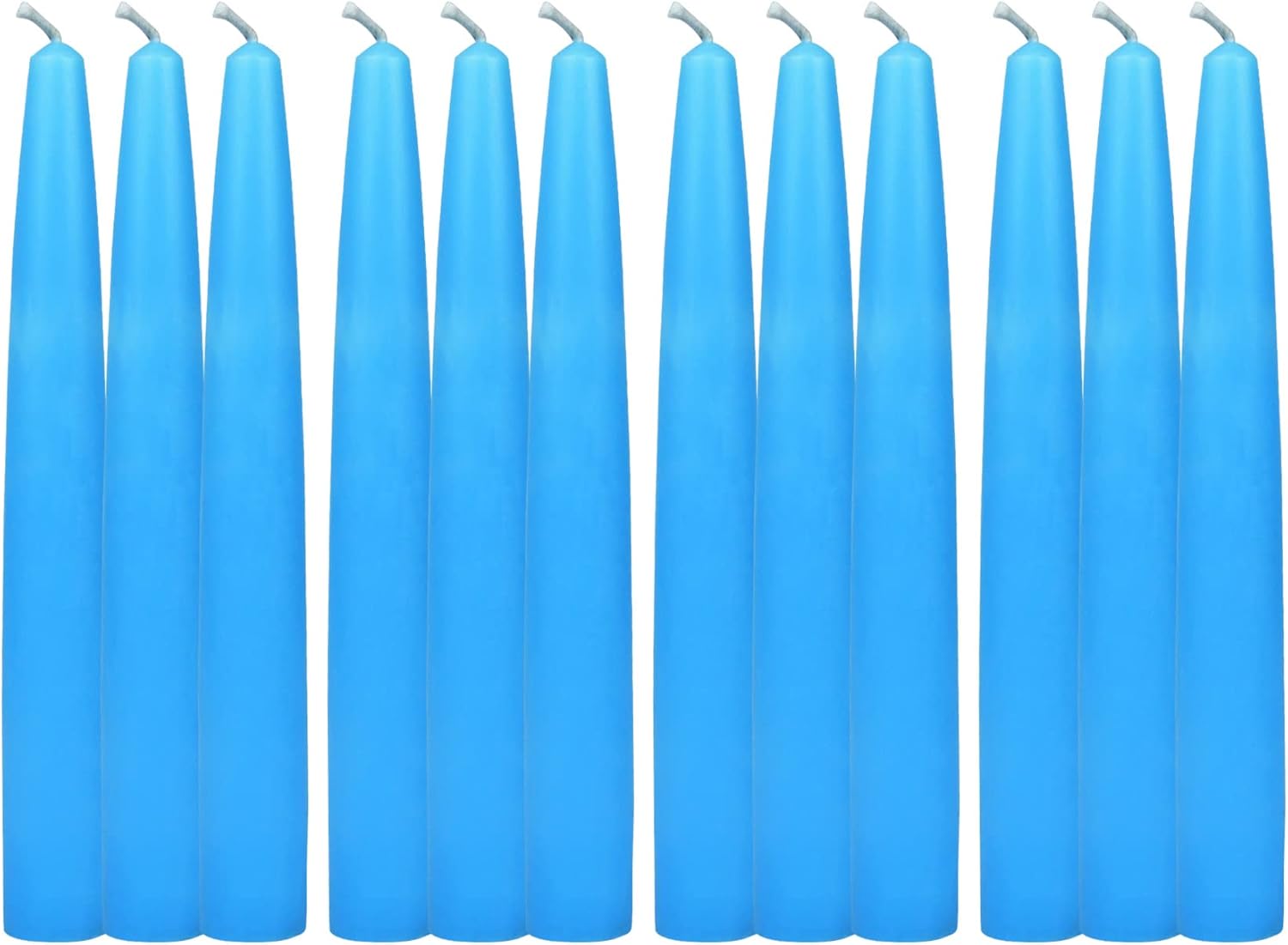 Velas cónicas de 12 piezas, 6 pulgadas, azul claro