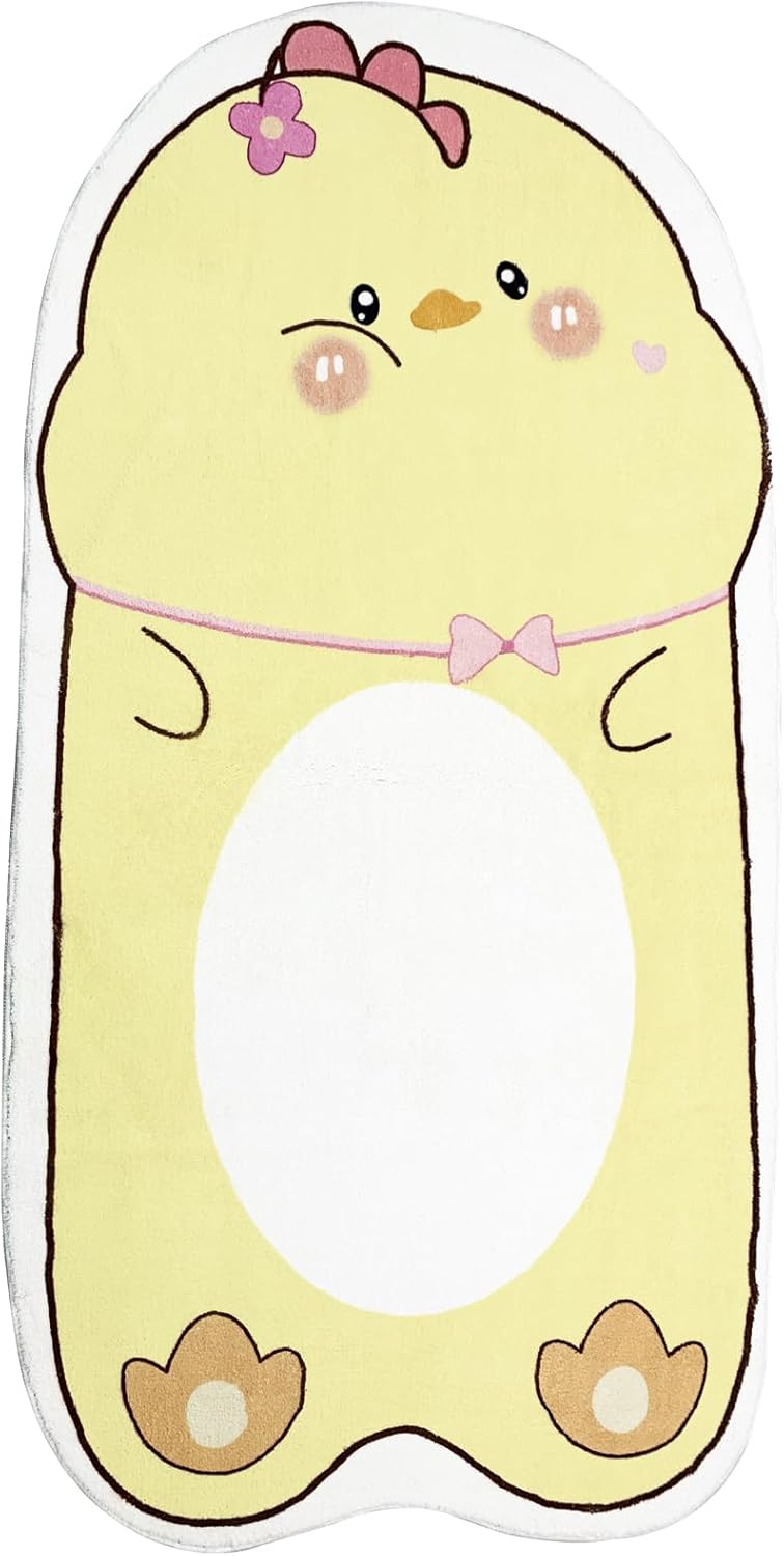 Abeigoi Alfombra para dormitorio de niños, alfombra de baño de pollitos, alfombra de juegos antideslizante para habitación de niños, alfombra de