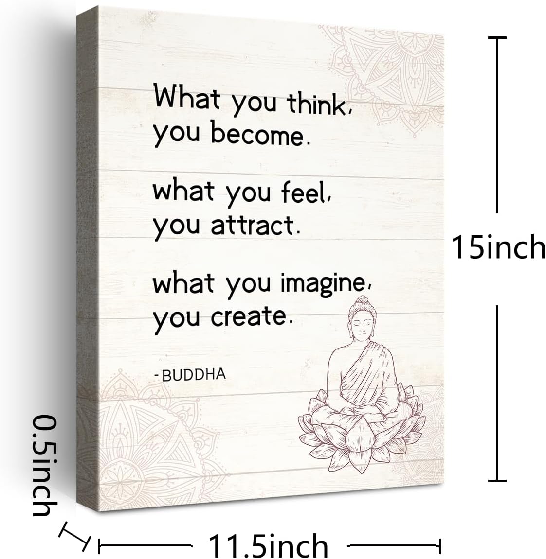 Lienzo decorativo de Buda, con texto en inglés What You Think You Become Buddhist Quote Buddhist, póster impreso para decoración budista para el