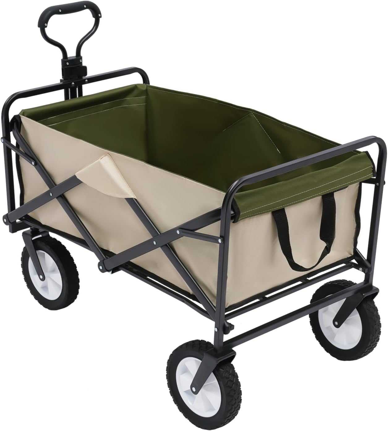 Carro plegable plegable para playa, resistente, con bolsillo lateral para camping, pesca, deportes, compras, al aire libre, carrito de comestibles