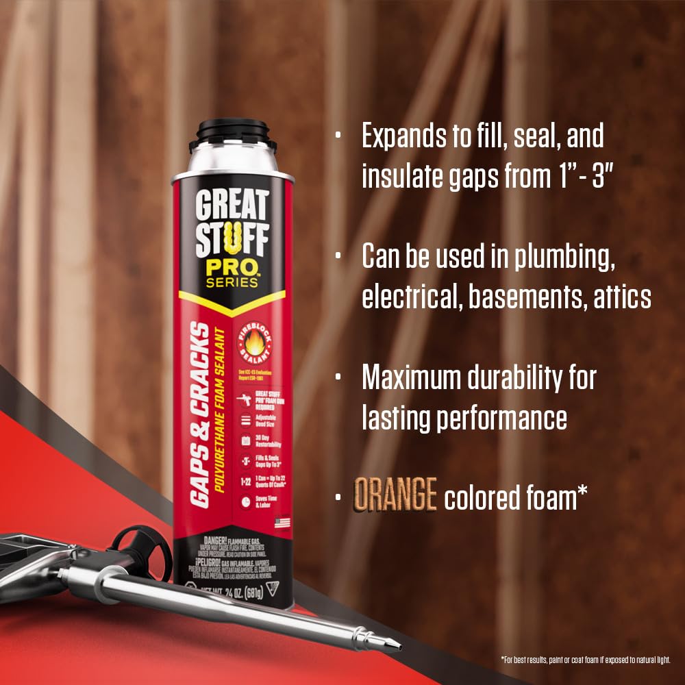 Great Stuff – Kit de sellador de espuma, Great Stuff Pro Gaps and Griacks de 24 onzas, gran pistola de espuma, gran limpiador de pistola de cosas de