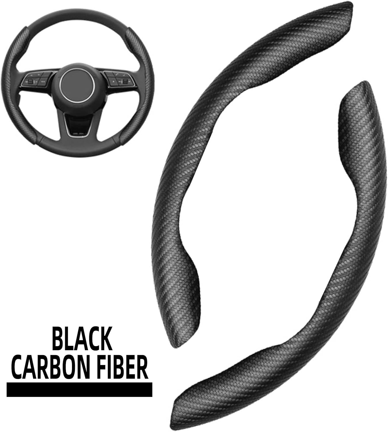 Funda para volante de fibra de carbono, protector segmentado seguro y antideslizante, accesorio duradero y fácil de instalar para volantes de ajuste