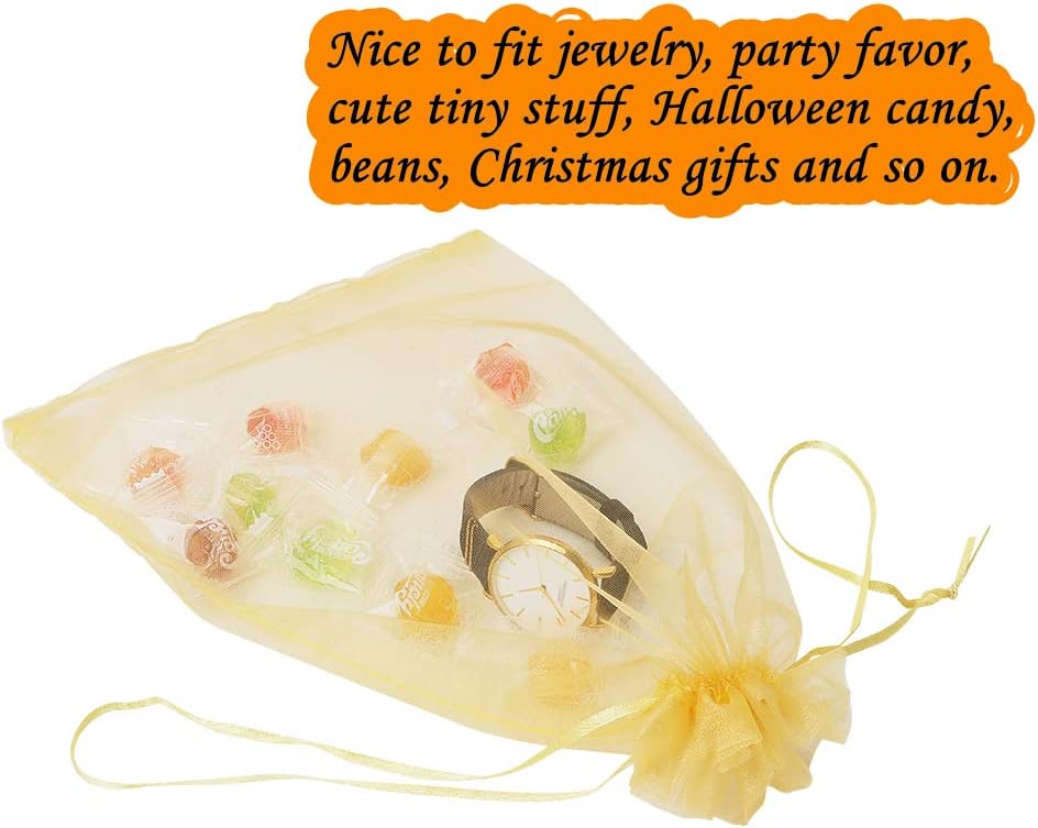 TOPTIE 100 bolsas de organza de 2.8 x 3.6 pulgadas, bolsas de joyería con cordón, bolsas de regalo de boda para recuerdos de fiesta de Navidad