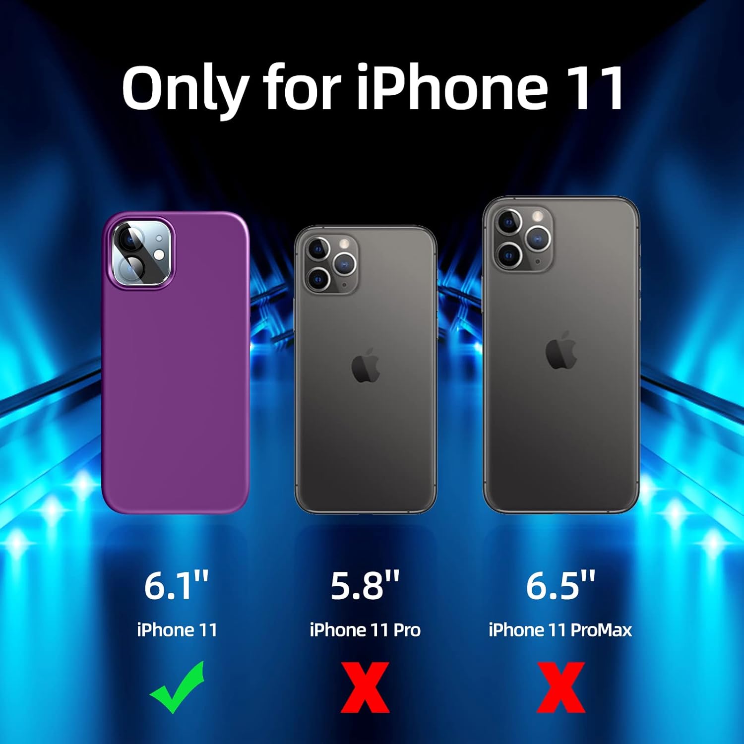 Funda 5 en 1 para iPhone 11 de 6.1 pulgadas, con 2 protectores de pantalla + 2 protectores de lente de cámara, funda protectora delgada de silicona