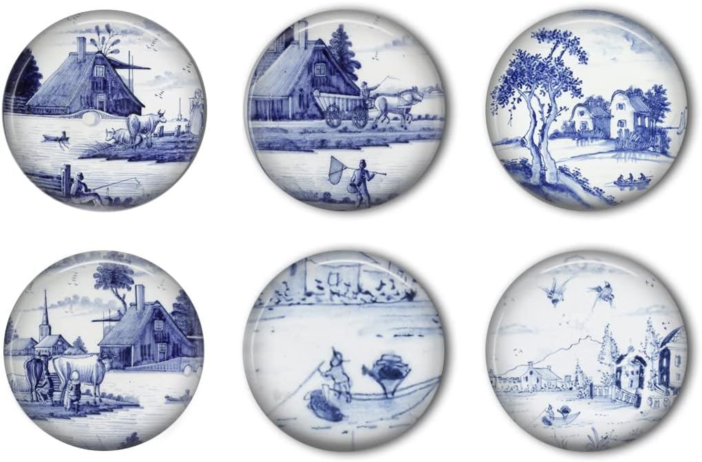 Delft Blue Country Village – Juego de imanes para refrigerador