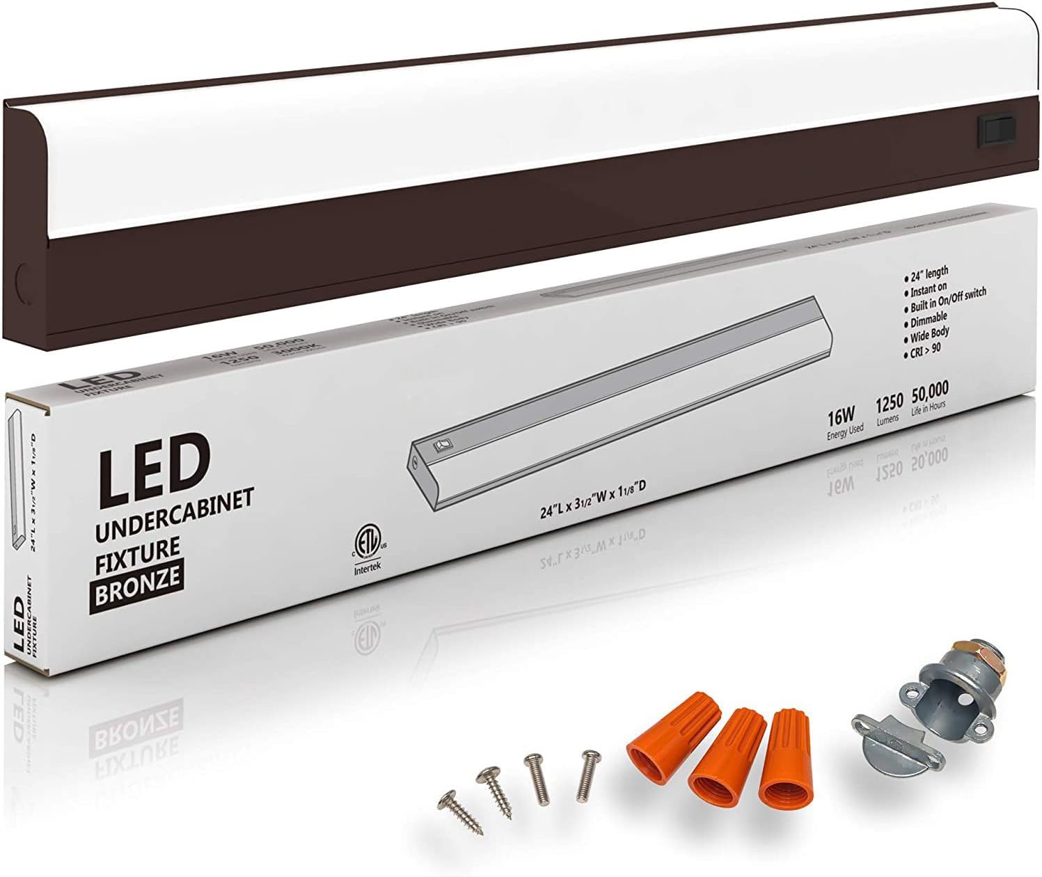 Accesorio LED debajo del mostrador de 24 pulgadas 5000 Kelvin (color de luz blanca diurna). Solo cable directo de cableado. Reemplace las luces del