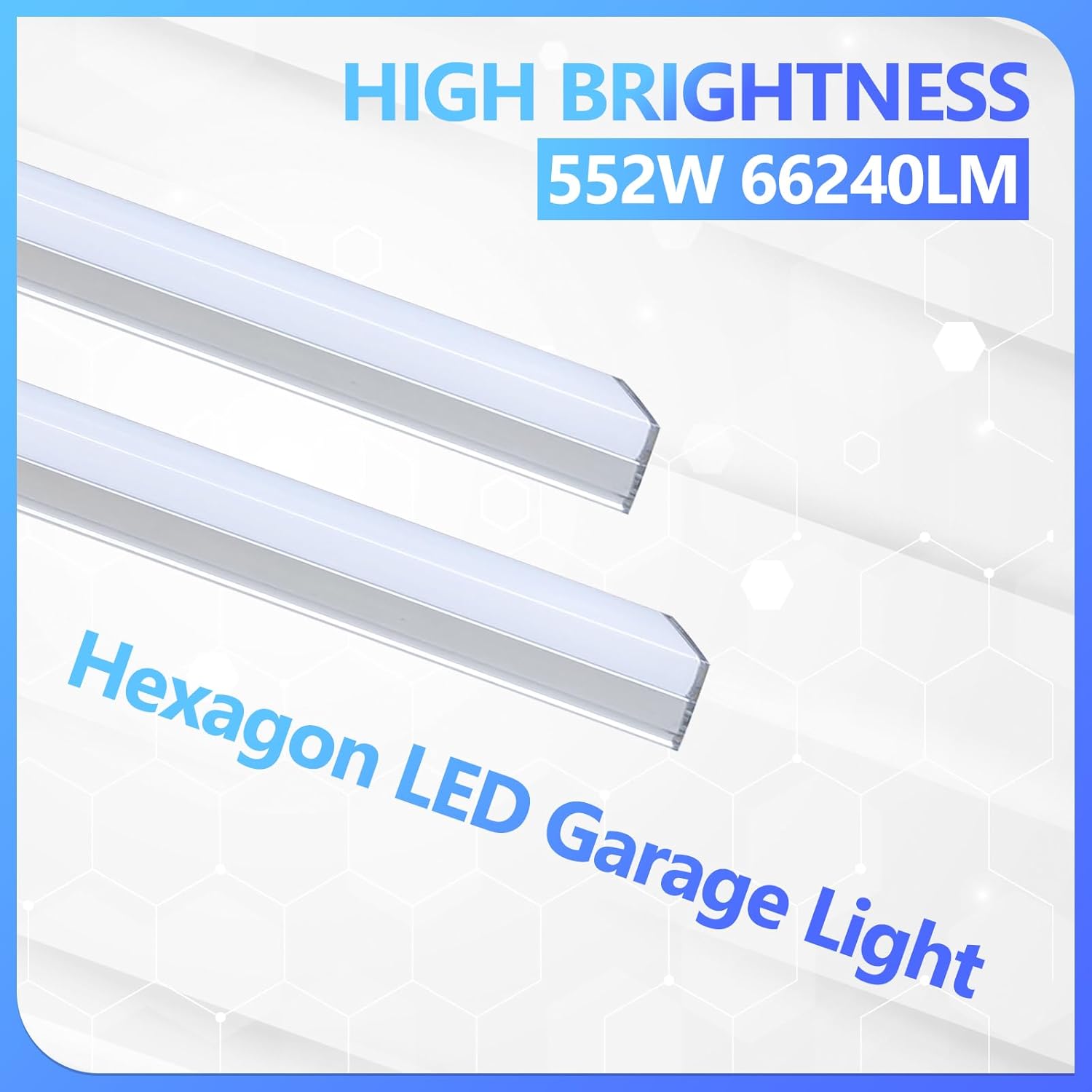 ALLYES Luces LED hexagonales  Luz hexagonal de garaje de 552 W, 66240 lm, alto brillo, 3000 K4500 K6500 K, luces ajustables CCT con interruptor