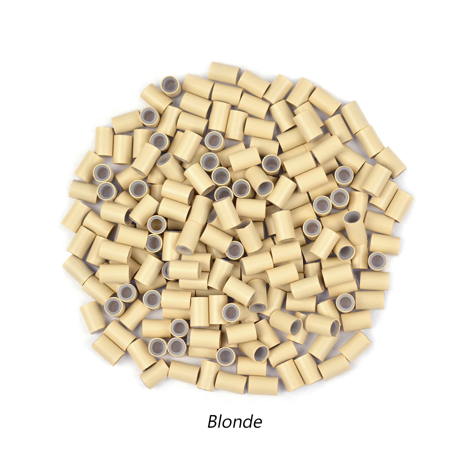 200 piezas de microanillos forrados de silicona de 0.157 x 0.079 x 0.236 in para extensiones de cabello (rubio)