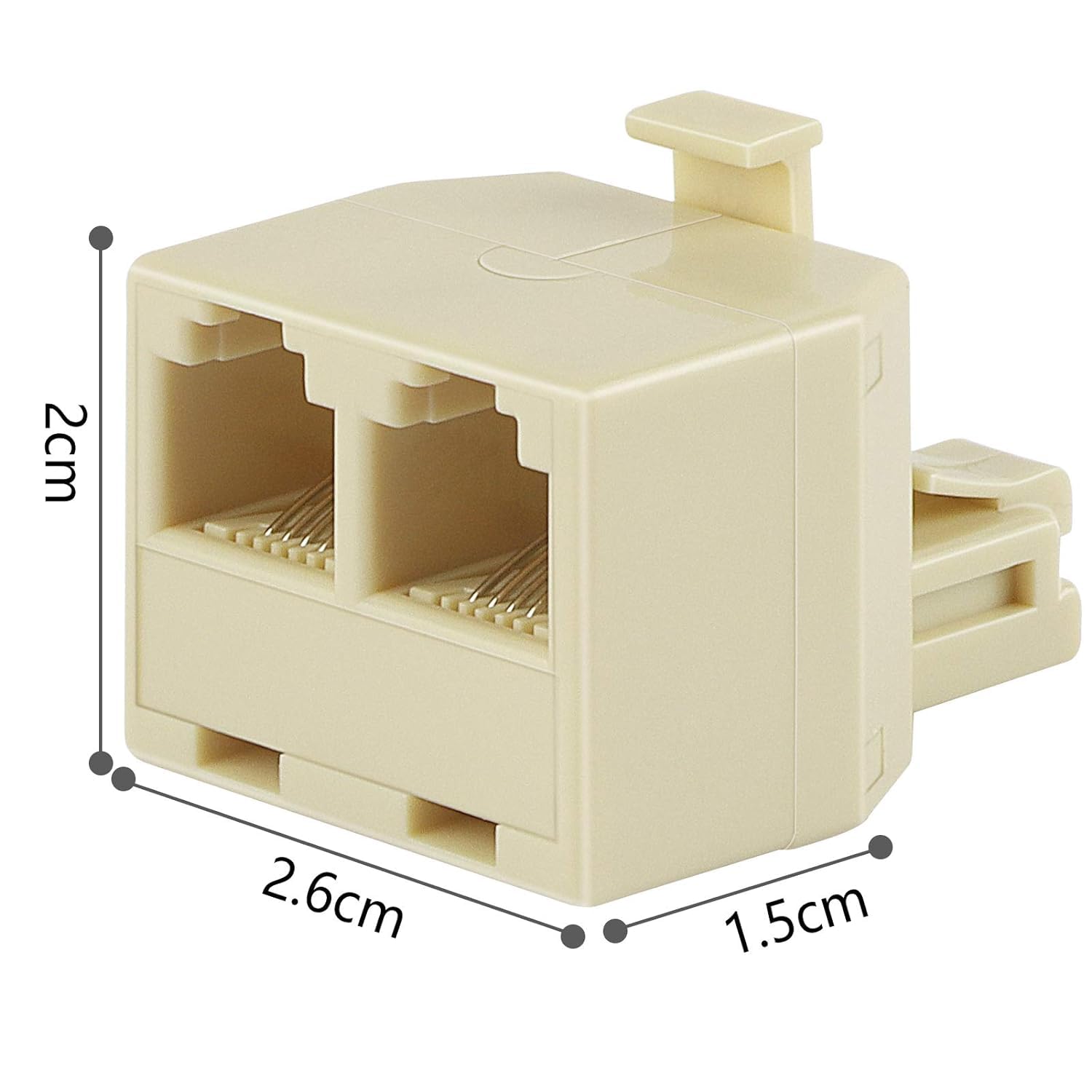 Uvital Adaptador de pared dúplex RJ11, divisor de línea de teléfono duplex, enchufe de pared de 1 a 2 convertidores modulares para oficina, hogar,