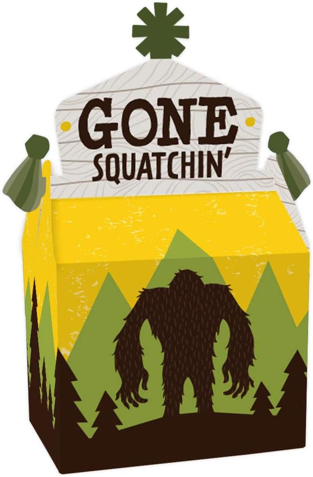 Big Dot of Happiness Sasquatch Crossing – Caja de regalo para fiesta de Bigfoot o fiesta de cumpleaños, cajas de golosinas – Juego de 12