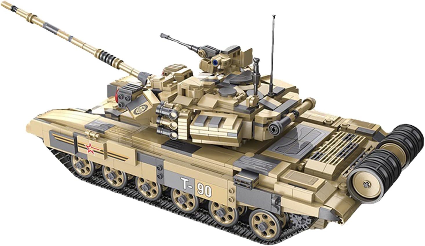 Juego de bloques de construcción de tanque del ejército, la Segunda Guerra Mundial, modelo militar ruso T90 de tanque de batalla principal con 3