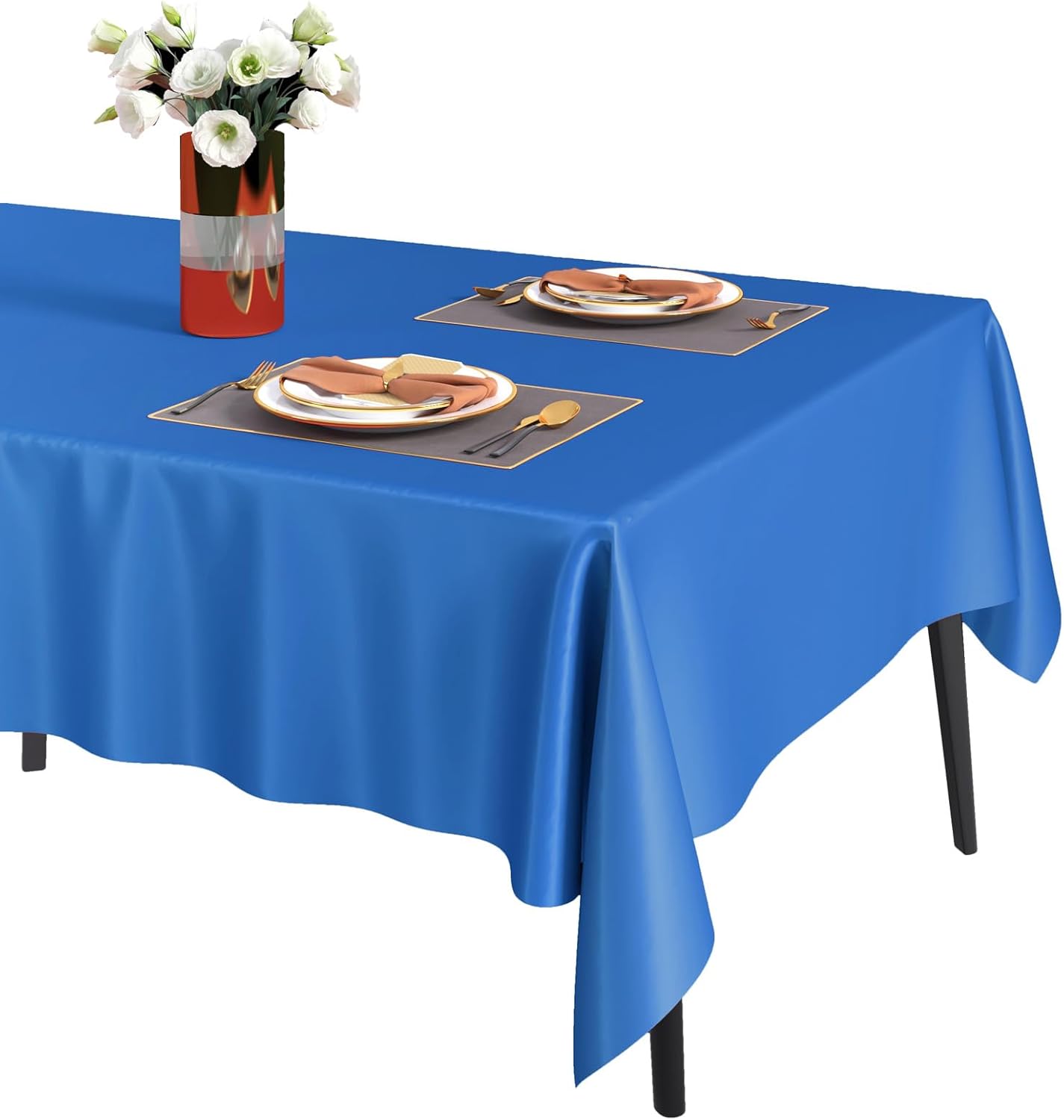 Fixwal Mantel de plástico azul real, paquete de 6 manteles desechables de 54 x 108 pulgadas, manteles rectangulares de plástico de alta calidad para