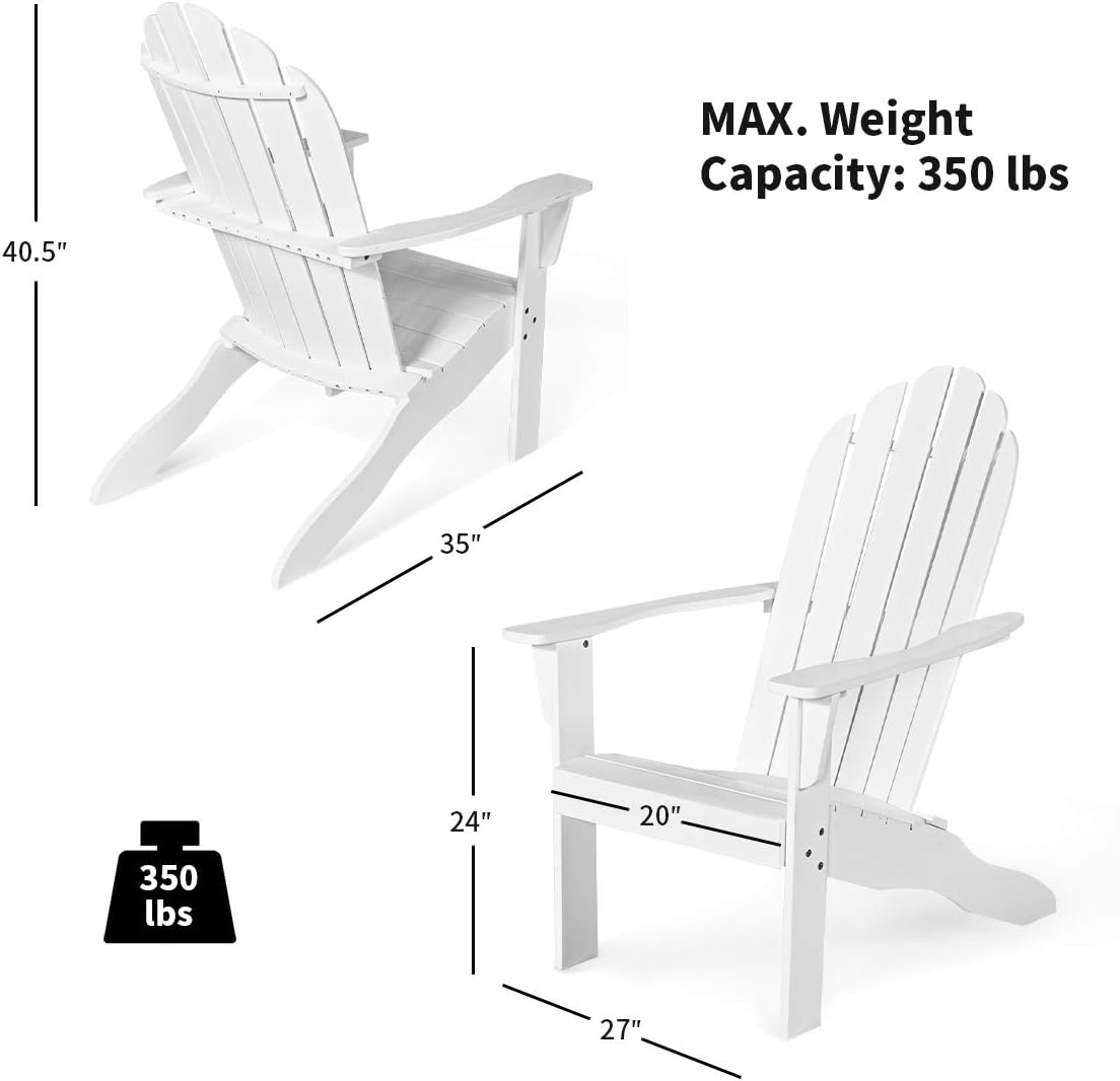 Giantex Adirondack – Silla de madera de acacia para exteriores con capacidad de peso de 350 libras, sillón resistente a la intemperie para patio,