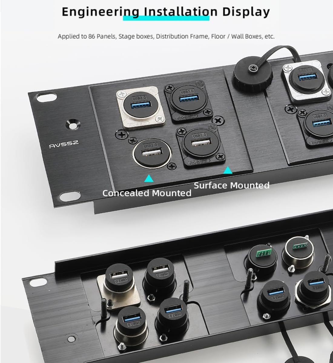 PENGLIN 2 conectores USB 2.0 de montaje en panel, puerto USB tipo D, enchufe hembra de transferencia de datos, alimentación a través del acoplador