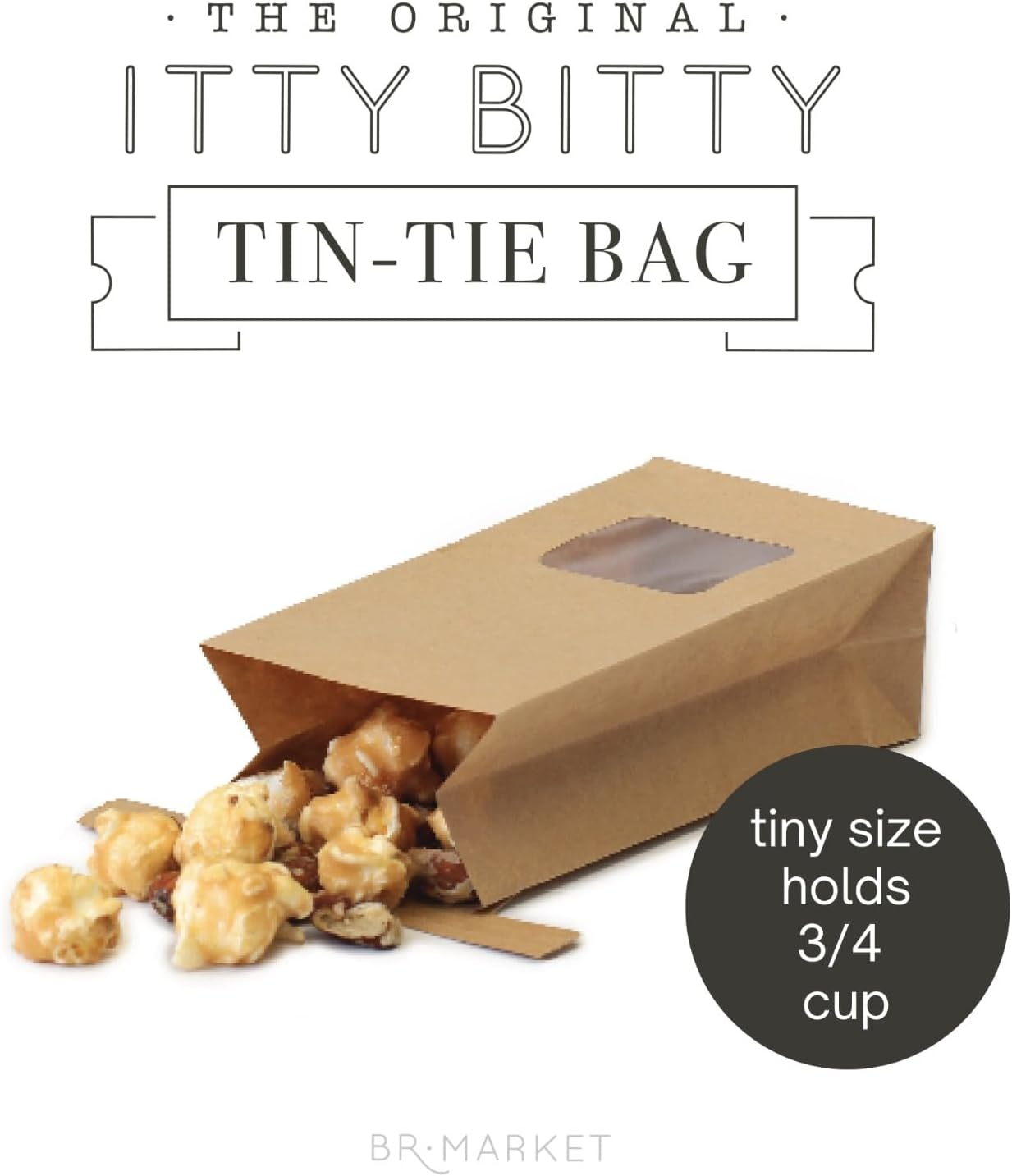 Bolsas pequeñas para panadería, bolsas de papel kraft para ventana cuadrada, 3.3 x 5.5 x 2 pulgadas, bolsas de galletas con cierre de corbata, bolsa