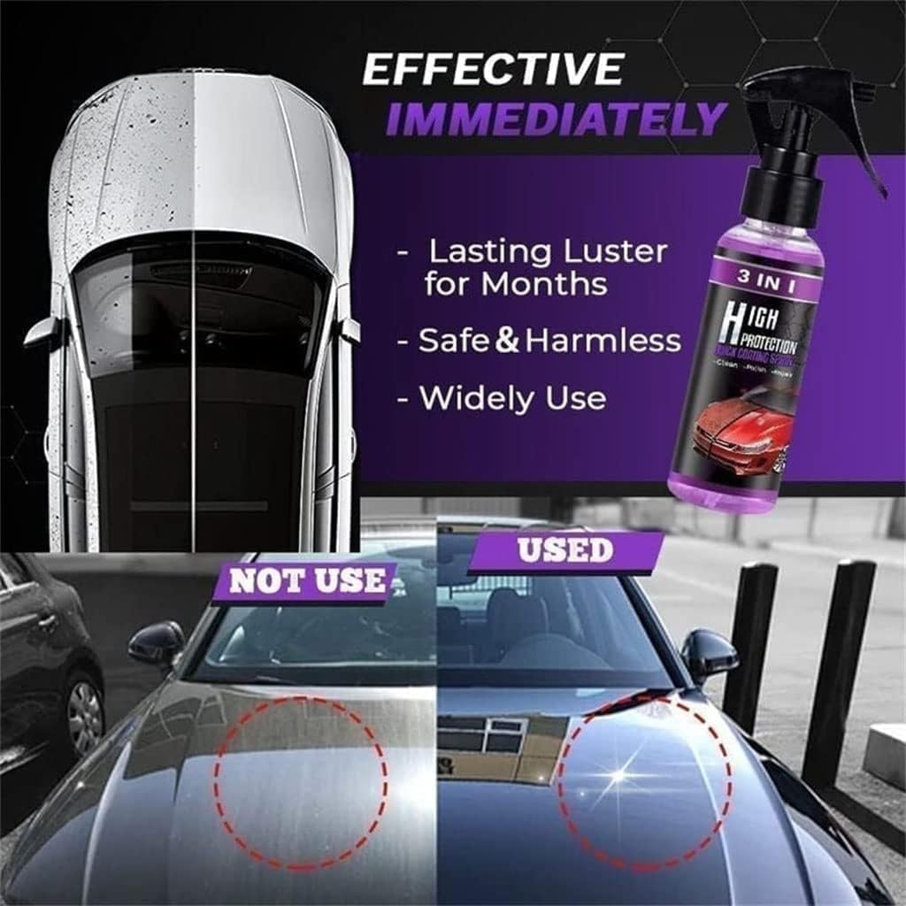 2 aerosoles de limpieza 3 en 1 de alta protección para revestimiento de automóvil, de alta protección, espray de esmalte de cera de automóvil,