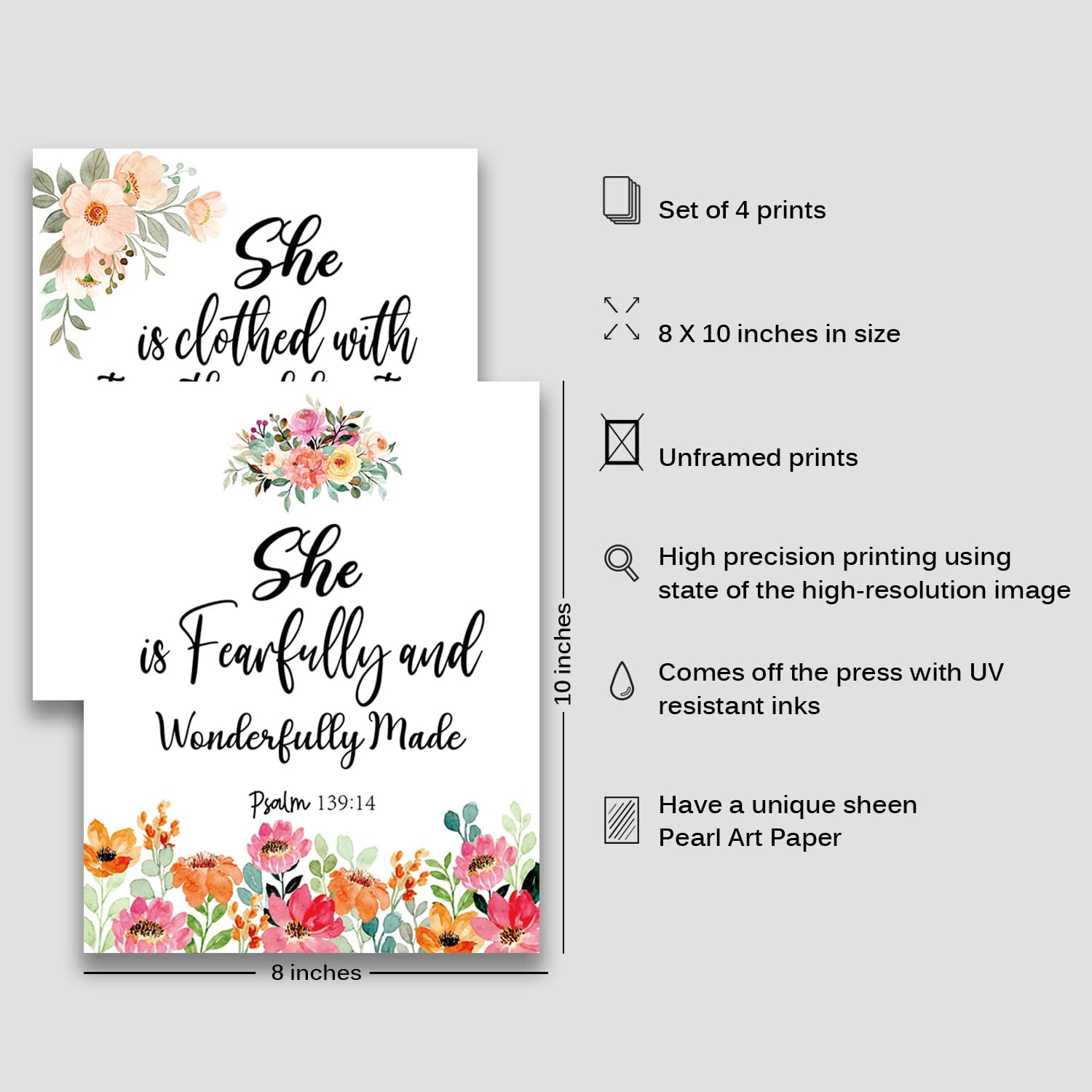 Pósteres de arte de pared con versículo bíblico de flores, decoración de pared cristiana, decoración de pared de las Escrituras, la Biblia para