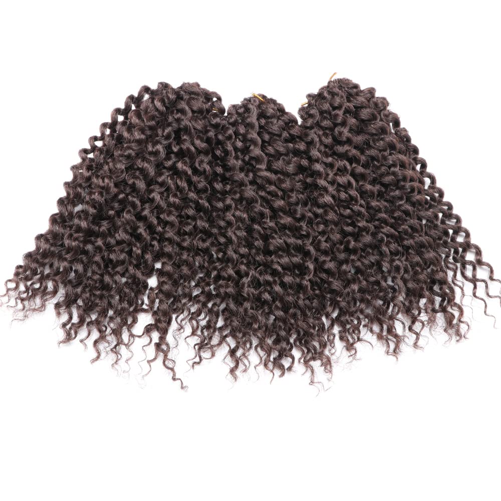 Rizo rizado afro de 8 pulgadas, 4# color negro apagado, 3 unidades, paquete de trenzas de ganchillo sintéticas suaves (4#)
