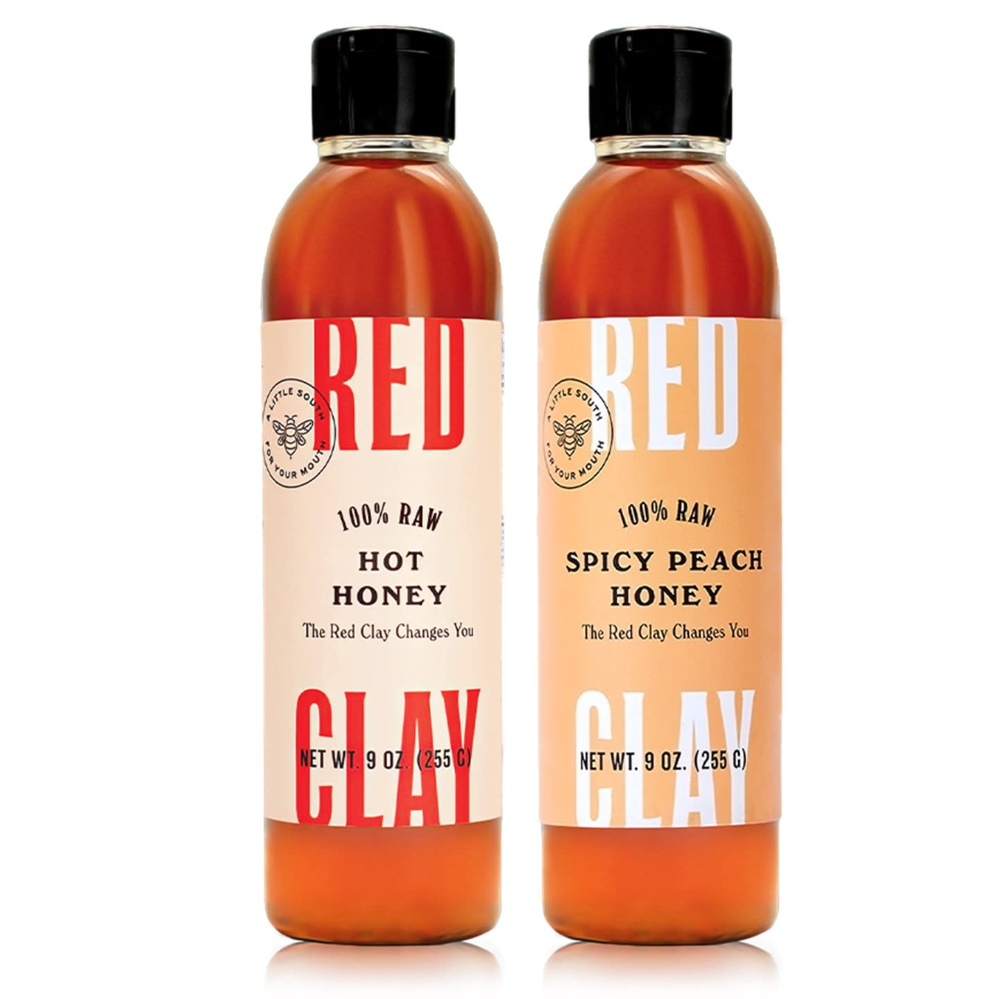 Red Clay – Miel caliente de melocotón picante y miel picante con caja de regalo, 100% pura miel de flores silvestres cruda, de origen sostenible,