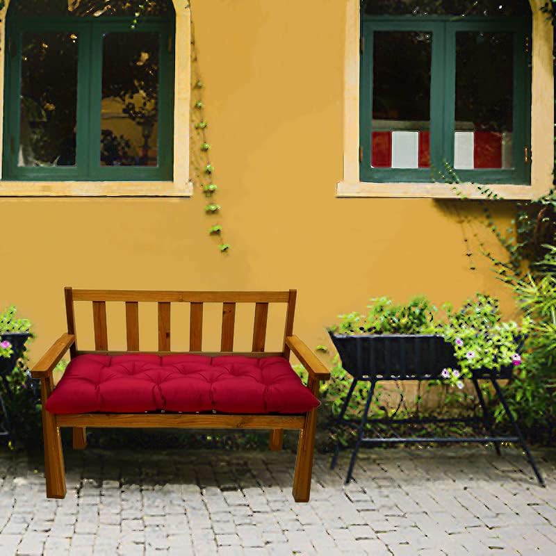 Cojín de banco impermeable para exteriores, 48 x 20 pulgadas, cojín oscilante para muebles de patio, cojines de 3 plazas, para jardín, muebles de