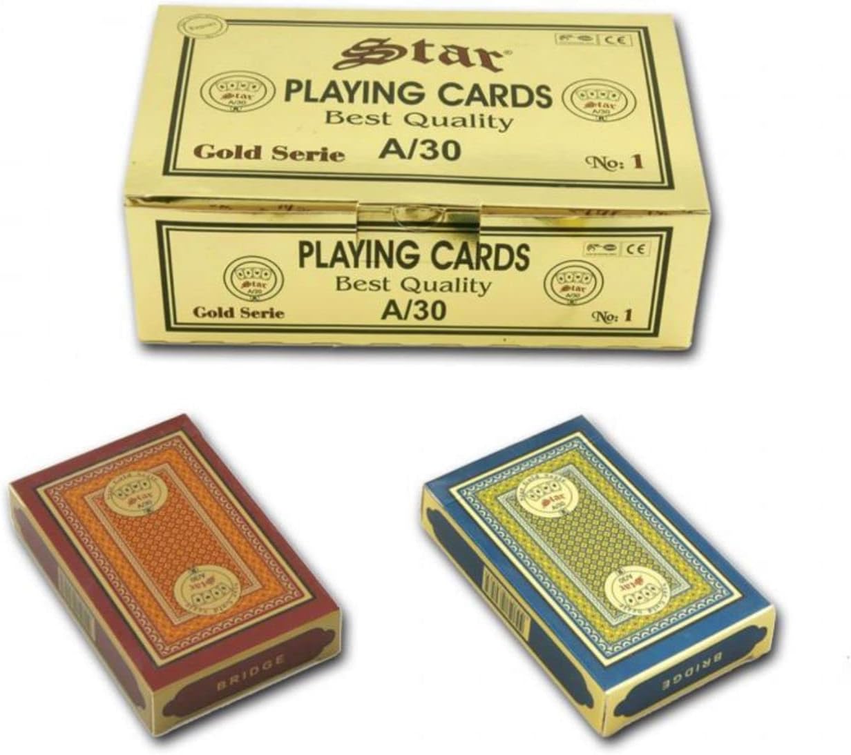 Star Gold Series A30 – Juego de cartas multicolor, índice estándar de tamaño póker, 12 barajas de cartas, 6 azules y 6 rojas, para blackjack, grado