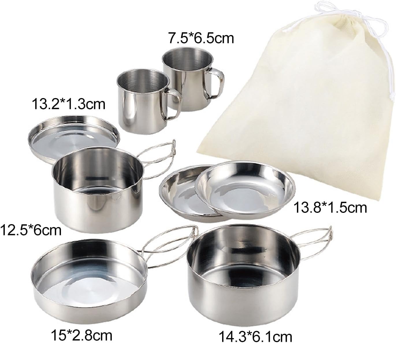 Amagogo Juego de 8 utensilios de cocina para camping, vajilla portátil, platos y tazas para exteriores, juego de cocina para picnic, viajes,