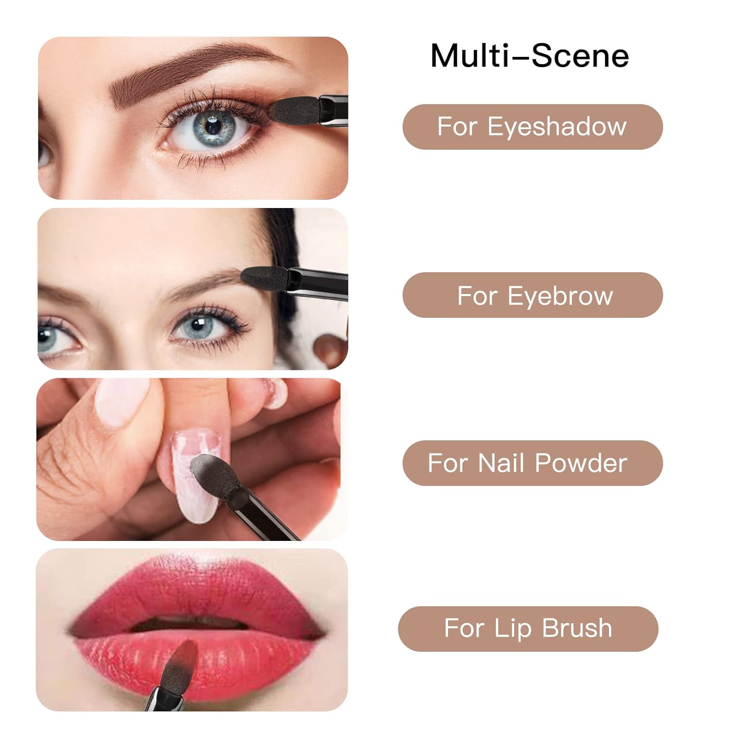 Neuorge 50 aplicadores desechables de sombra de ojos, esponja profesional de doble cara, brochas de sombra de ojos, herramientas cosméticas de