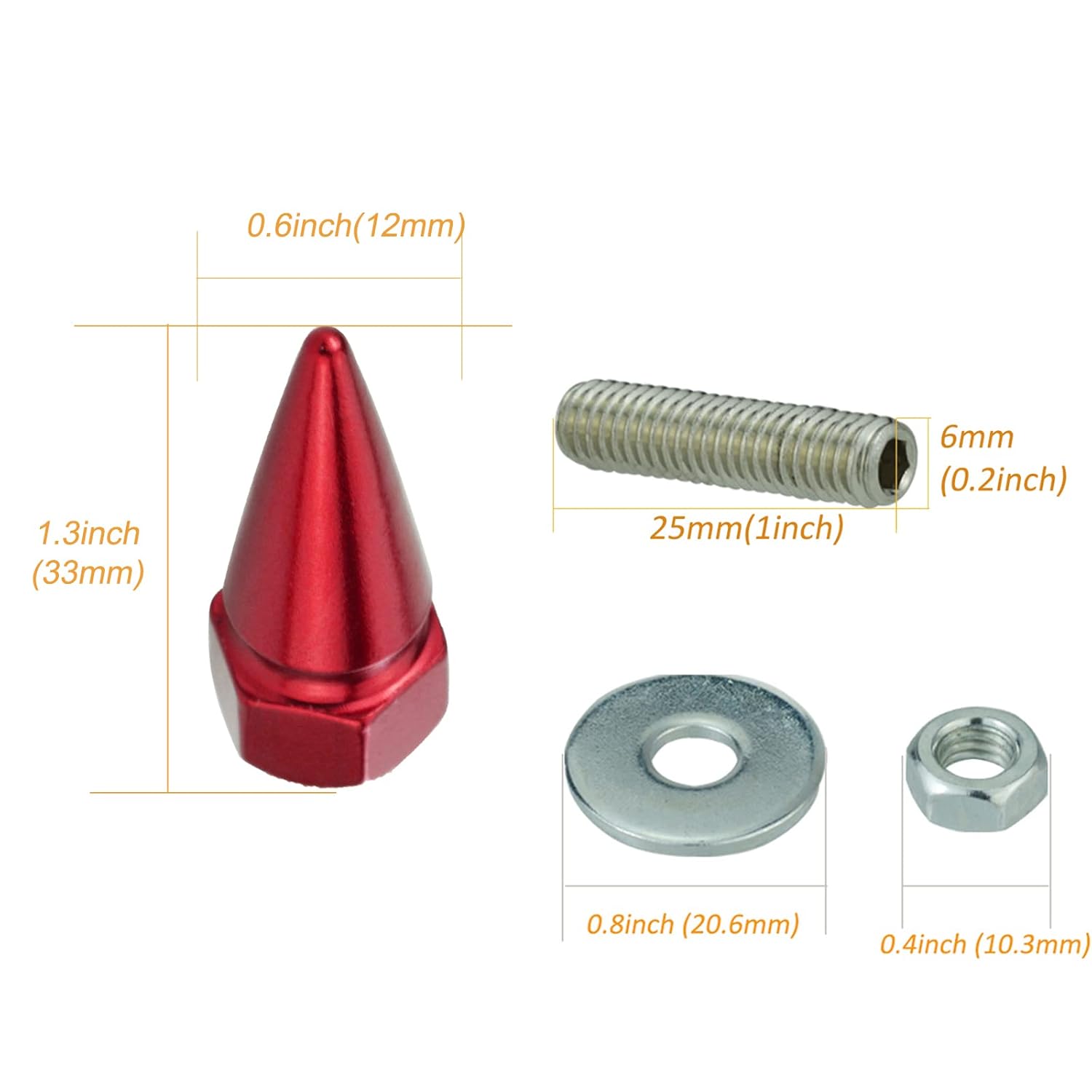 Arenbel Spike – Kit de tornillos para placa de matrícula de motocicleta, marco de automóvil, tuercas para vehículos, motocicletas, camiones, SUV, 4