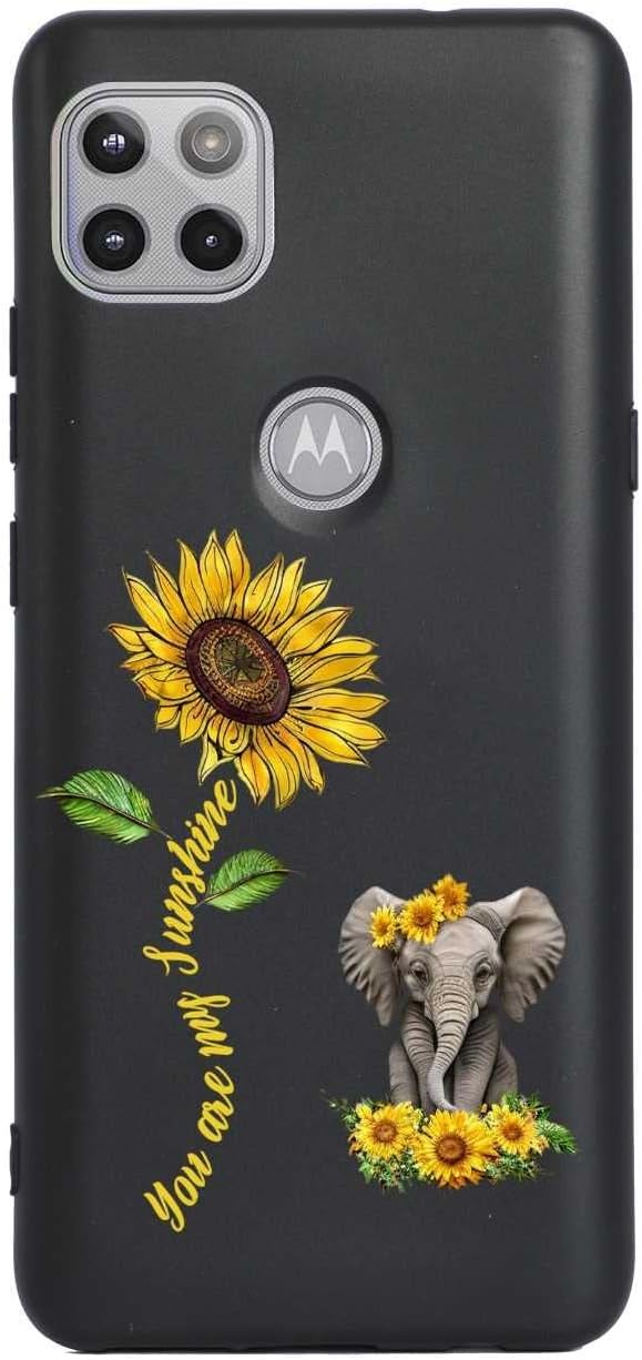 Funda de silicona suave compatible con Moto One 5G AceMotorola G 5G Elefante, diseño floral de girasol con texto en inglés “You’re My Sunshine”