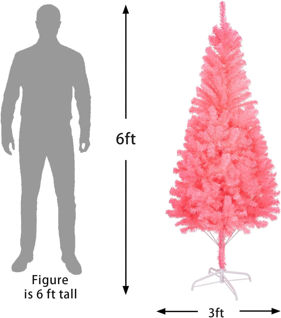 ALDRIMORE&LLY Árbol de Navidad artificial de 6 pies con 550 puntas de ramas y soporte plegable, árbol de Navidad de oropel completo con tecnología