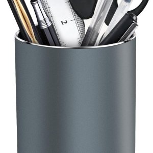 Soporte de metal para bolígrafo para escritorio, organizador de escritorio redondo de aluminio y soporte para brochas de maquillaje, caja de Soporte de metal para bolígrafo para escritorio, organizador de escritorio redondo de aluminio y soporte para brochas de maquillaje, caja de