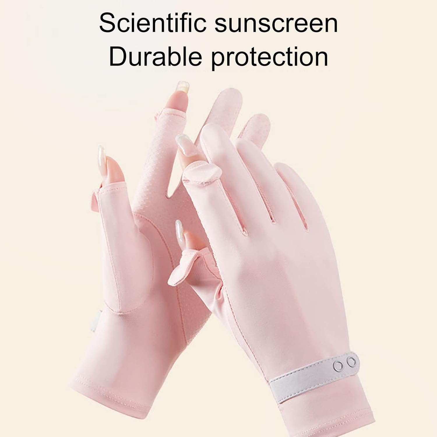 1 par de guantes elásticos de seda de hielo de verano con botones y puño, guantes de protección solar para mujer, guantes de protección solar para