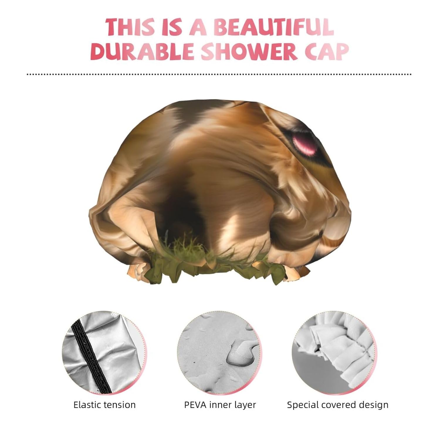 Golden Retriever – Gorro de ducha reutilizable para mujer, doble capa impermeable, gorro de baño de secado rápido