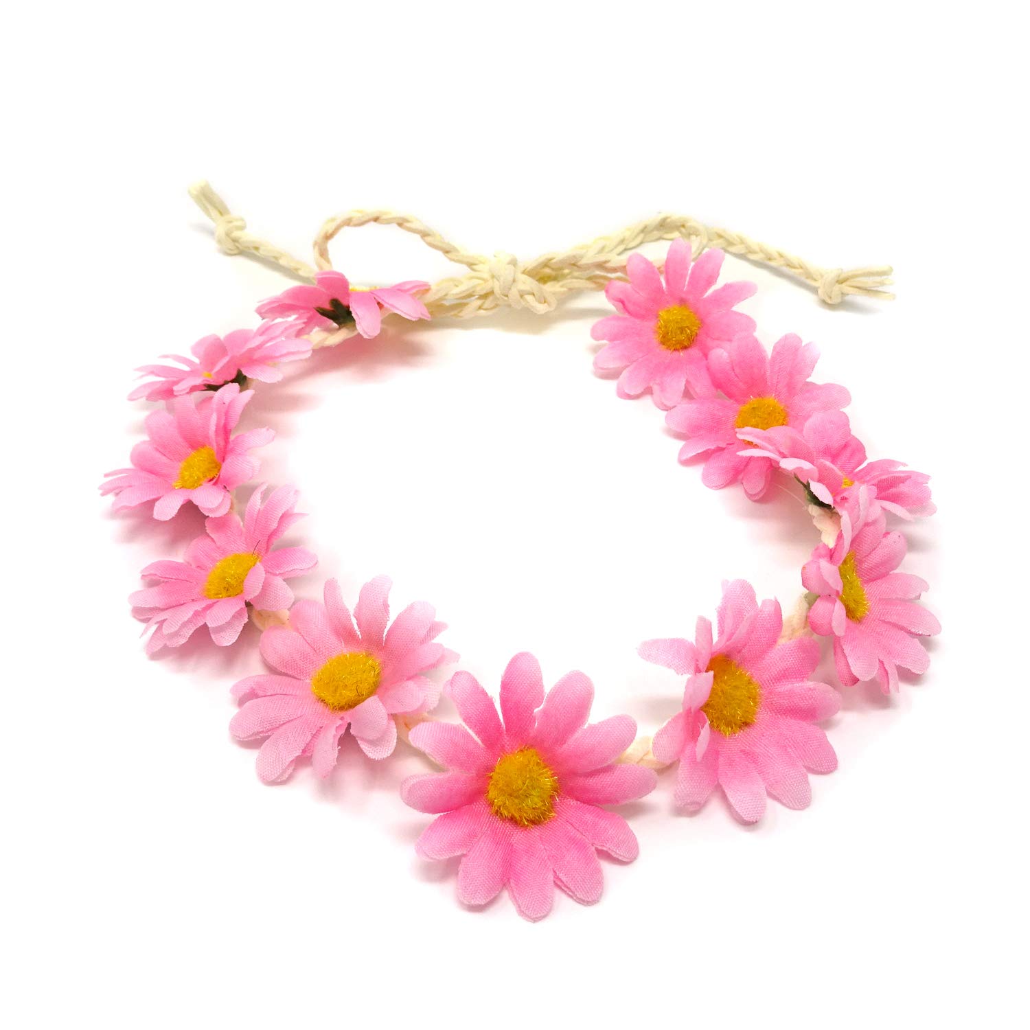 Honbay Diadema floral de moda, 2 unidades, diseño de margaritas, corona de pelo para festival, diadema nupcial (rosa + azul)
